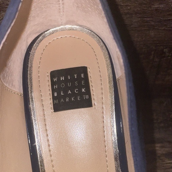 White House Black Market Navy Heels with Bow Accent - Picture 2 of 4